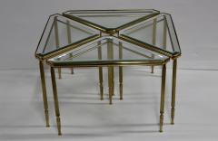 1950s Mid Century Modern Brass Italian Triangular Side Tables coffee table - 2905389