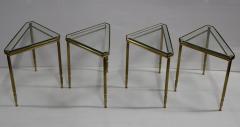 1950s Mid Century Modern Brass Italian Triangular Side Tables coffee table - 2905390