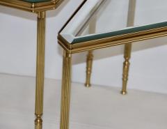 1950s Mid Century Modern Brass Italian Triangular Side Tables coffee table - 2905395