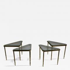 1950s Mid Century Modern Brass Italian Triangular Side Tables coffee table - 2906122