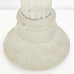 1950s Mid Century Modern Italian White Grey Scavo Murano Glass Pair Candlesticks - 4168073