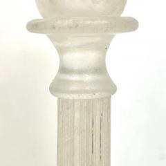 1950s Mid Century Modern Italian White Grey Scavo Murano Glass Pair Candlesticks - 4168074