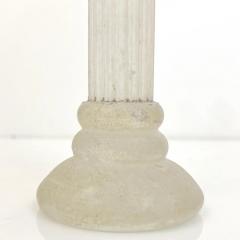 1950s Mid Century Modern Italian White Grey Scavo Murano Glass Pair Candlesticks - 4168076