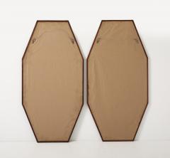 1950s Mid Century Modern Large Octagonal Walnut And Brass Wall Mirrors - 3947656