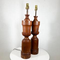 1950s Modern African Mahogany Solid Wood Sculptural Table Lamps - 2918539