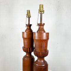1950s Modern African Mahogany Solid Wood Sculptural Table Lamps - 2918540