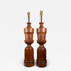 1950s Modern African Mahogany Solid Wood Sculptural Table Lamps - 2922079