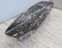 1950s Modern Exotic Marble Top With Tapered Brass Legs Italian Coffee Table - 1528408