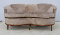 1950s Modern Italian Curved Loveseat In Velvet - 4414492