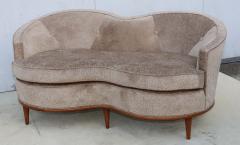 1950s Modern Italian Curved Loveseat In Velvet - 4414495