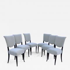 1950s Modernist Italian Ebonized Dining Chairs In Donghia Mohair Fabric - 4160509