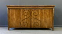 1950s Neoclassical Revival Sideboard in Pecan and Burl with Brass Scroll Details - 2937167