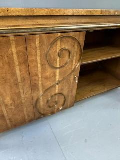 1950s Neoclassical Revival Sideboard in Pecan and Burl with Brass Scroll Details - 2937227