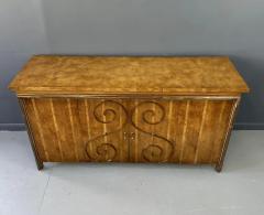 1950s Neoclassical Revival Sideboard in Pecan and Burl with Brass Scroll Details - 2937256