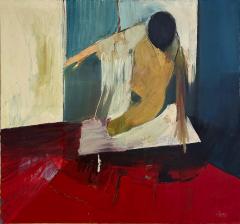 1950s Overscale Abstract Impressionist Nude Oil Painting on Canvas - 4419356