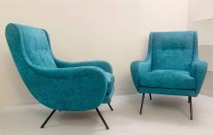 1950s Pair Of Italian Turquoise Armchairs  - 1730997