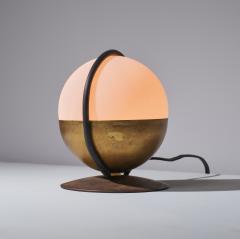 1950s Pair of Italian Table Lamp with Opaline Glass and Brass - 4398157