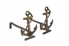 1950s Pair of bronze anchor andirons - 3035542