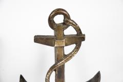 1950s Pair of bronze anchor andirons - 3035545