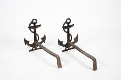 1950s Pair of bronze anchor andirons - 3035547