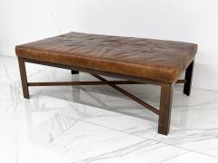 1950s Patinated Leather and Steel Gym Bench - 3924676