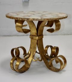 1950s Scrolled Gilt Iron French Side Tables With Onyx Resin Tops - 3268366