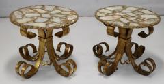 1950s Scrolled Gilt Iron French Side Tables With Onyx Resin Tops - 3268368