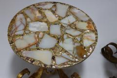 1950s Scrolled Gilt Iron French Side Tables With Onyx Resin Tops - 3268373