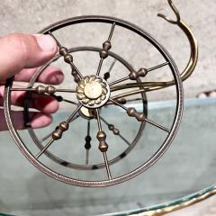 1950s Small Wine Bottle Holder Brass Spoke Wheel made Italy - 3365319