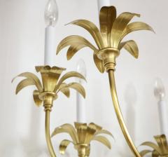 1950s Solid Brass Eight Arm Italian Flower Chandelier - 1555075