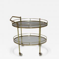 1950s Solid Brass Italian Oval Bar cart - 3281668