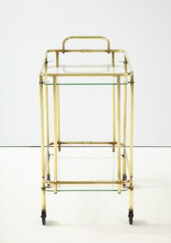 1950s Solid Brass Italian Two Tier Bar Cart - 2198223