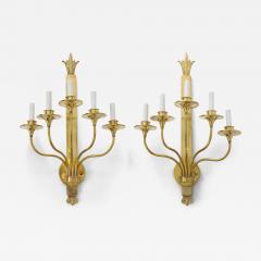 1950s Solid Brass Large French Sconces - 4297085