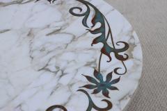 1950s Solid Brass Swan Legs Italian Coffee Table With Inlay Carrara Marble Top - 4789520