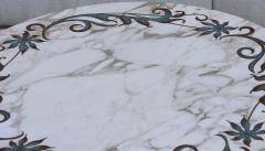 1950s Solid Brass Swan Legs Italian Coffee Table With Inlay Carrara Marble Top - 4789523