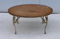 1950s Solid Brass Swan Legs Italian Coffee Table With Inlay Carrara Marble Top - 4789524