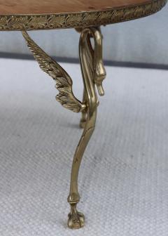 1950s Solid Brass Swan Legs Italian Coffee Table With Inlay Carrara Marble Top - 4789525