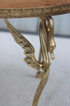 1950s Solid Brass Swan Legs Italian Coffee Table With Inlay Carrara Marble Top - 4789526