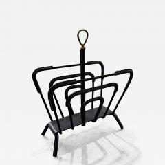 1950s Stitched Leather Magazine Rack by Jacques Adnet - 4320759