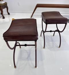 1950s Stitched Leather Stools by Jacques Adnet - 3203394