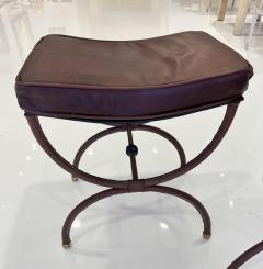 1950s Stitched Leather Stools by Jacques Adnet - 3203395