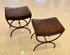 1950s Stitched Leather Stools by Jacques Adnet - 3203396