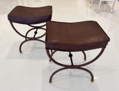 1950s Stitched Leather Stools by Jacques Adnet - 3203409