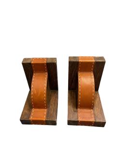 1950s Stitched leather books end by Jacques Adnet - 4581559