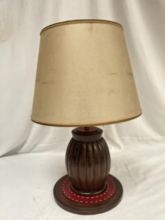 1950s Stitched leather table lamp By Jacques Adnet - 3881521