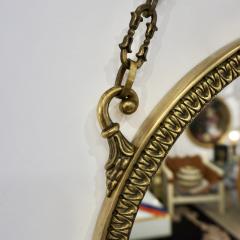1950s Vintage Italian Chain Hanging Chased Bronze Round Mirror with Knot - 2209699