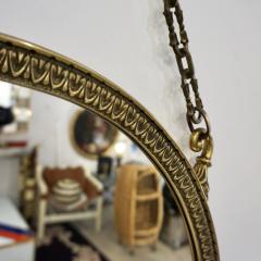 1950s Vintage Italian Chain Hanging Chased Bronze Round Mirror with Knot - 2209700