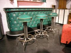 1950s Vinyl Formica Bar with Matching Mirror Stools - 183137