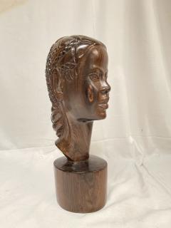 1950s carved pear wood sculpture showing an African woman head - 4121510