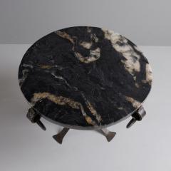 1950s marble topped side table with faded gilt iron base Spain - 4193746